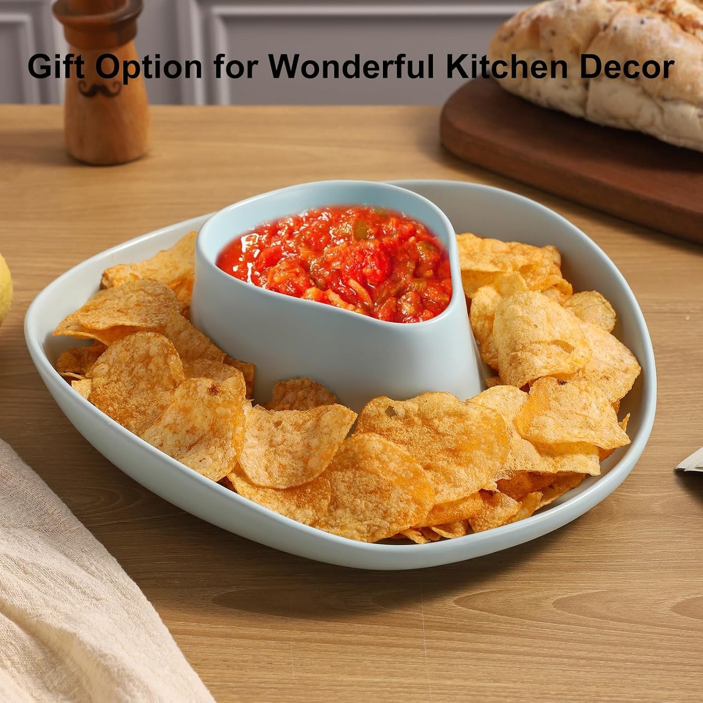 Chip and Dip Serving Set Bowl Cowboy Hat Chips and Salsa Serving Dish.10.6 x 11.6 x 3.5 in White