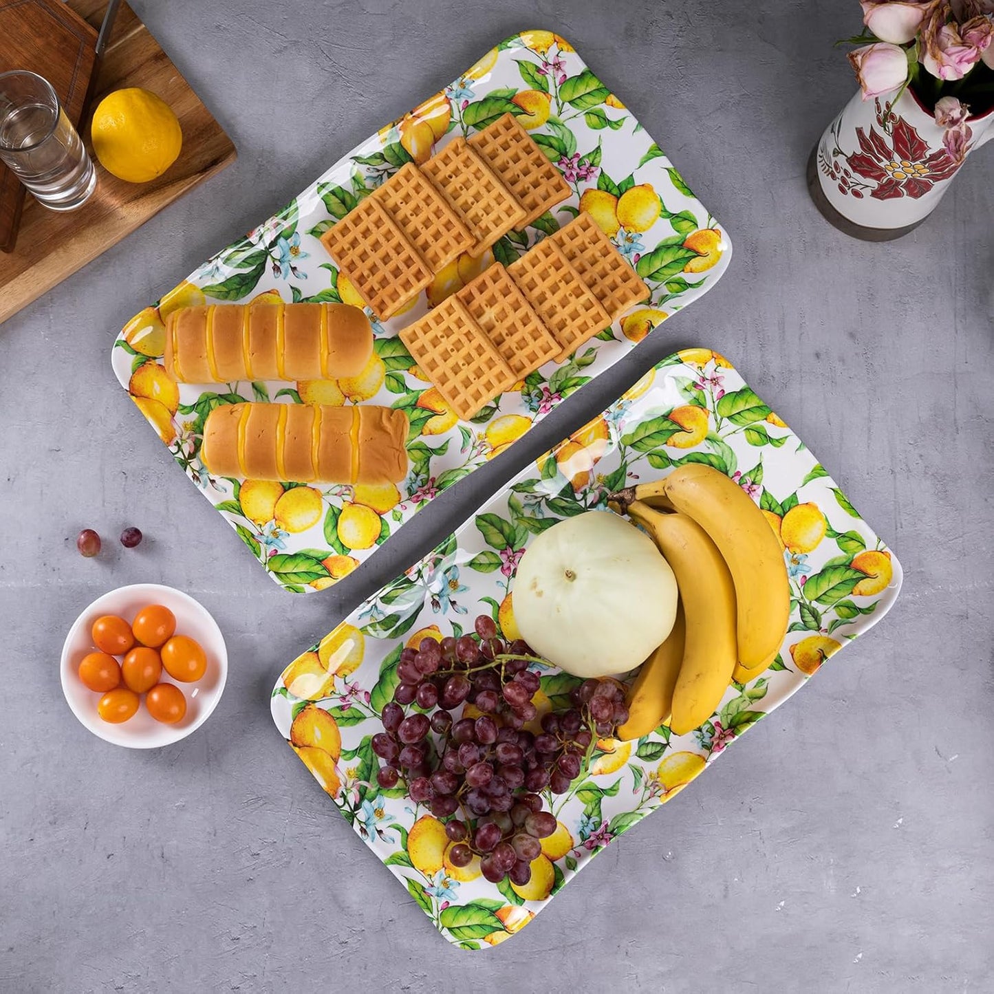 LEHAHA Grilling Prep and Serve Trays, BBQ Serving Platter, Melamine Serving Trays for Food, Set of 2, Great Gift for Father's Day, BBQ Lovers, Prefect for Chrismas Festival and Everyday use.