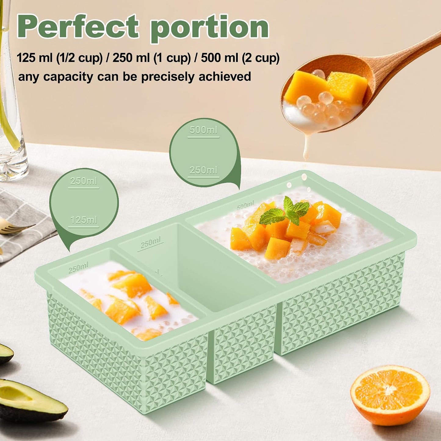 6 Pack-Silicone Freezer Tray with Lid-Stackable Soup Freezer Container Molds,2-Cup Ice Cube Trays for Perfect Portion Control,Food Storage & Meal Prep,Oven & Dishwasher Safe