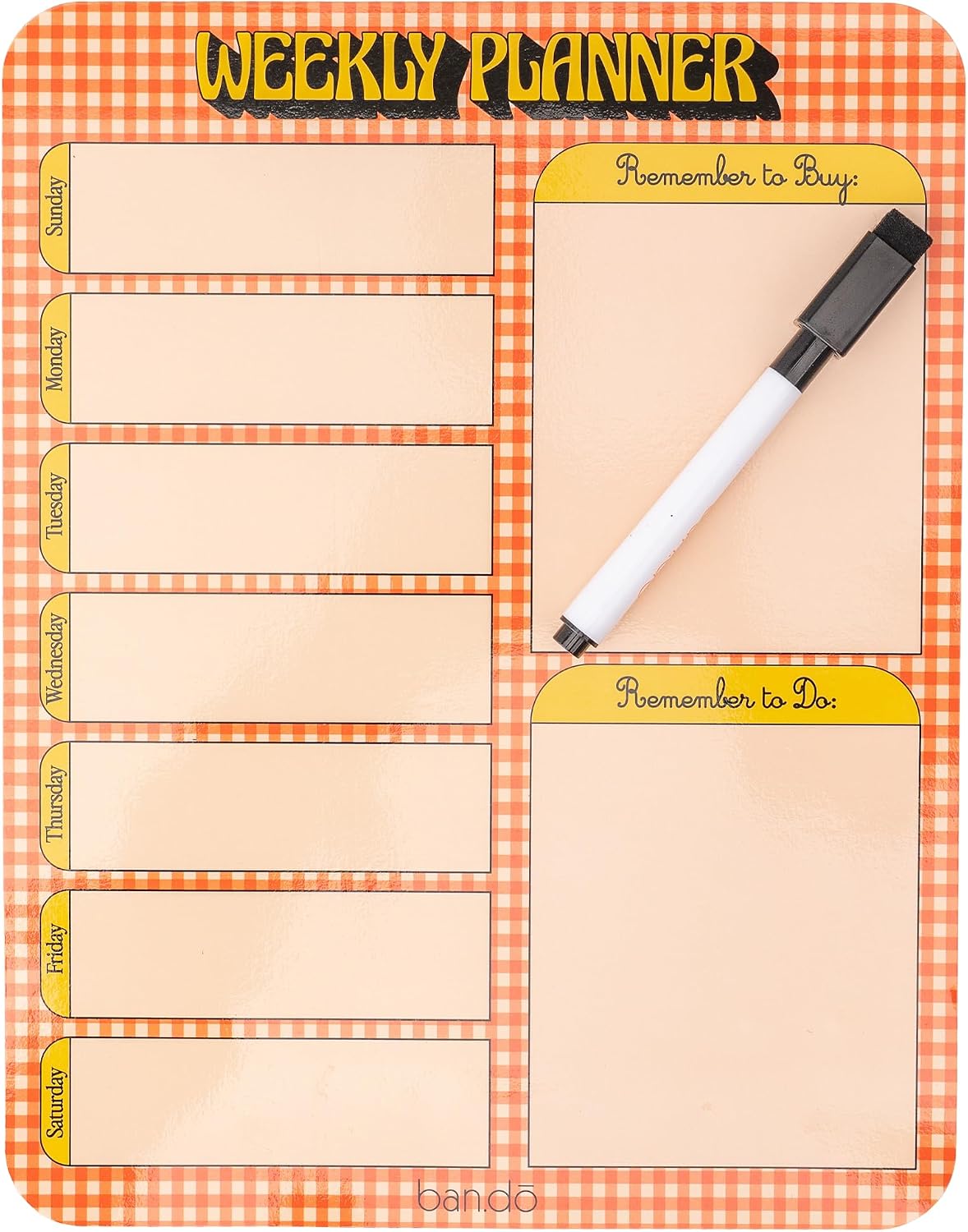 ban.do Dry Erase Board to Do List, Magnetic Weekly Planner, Cute Whiteboard Calendar for Fridge, Task Manager