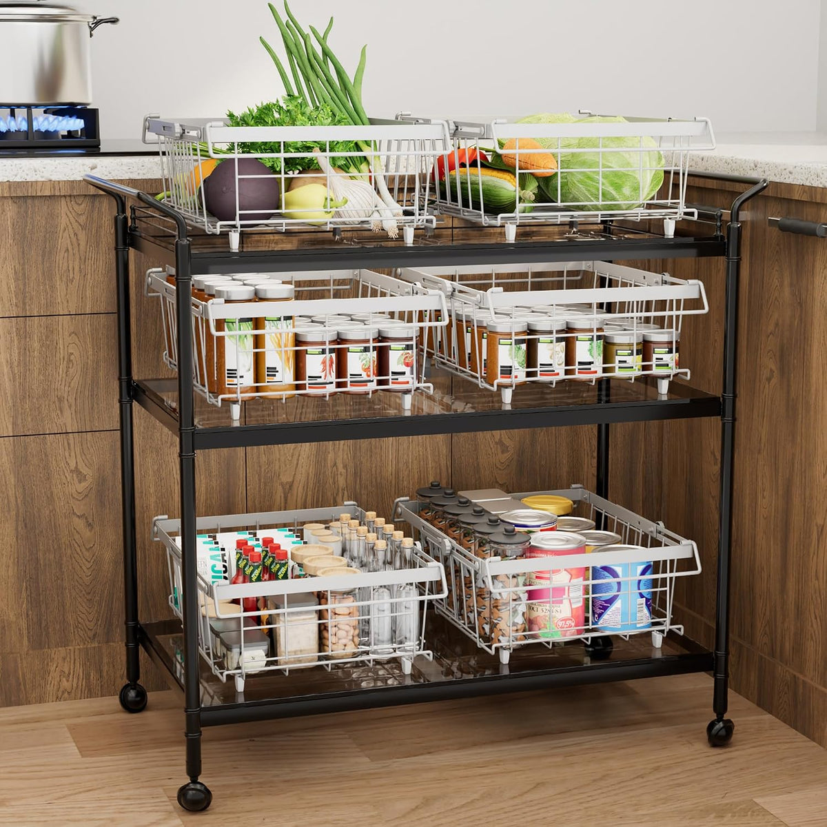 Freezer Organizer Bins, 6-Pack for Chest Freezers | Stackable & Expandable Storage Container with Handles | White Foldable Baskets for 10-20 Cu. Ft. | for Sorting Frozen Meats