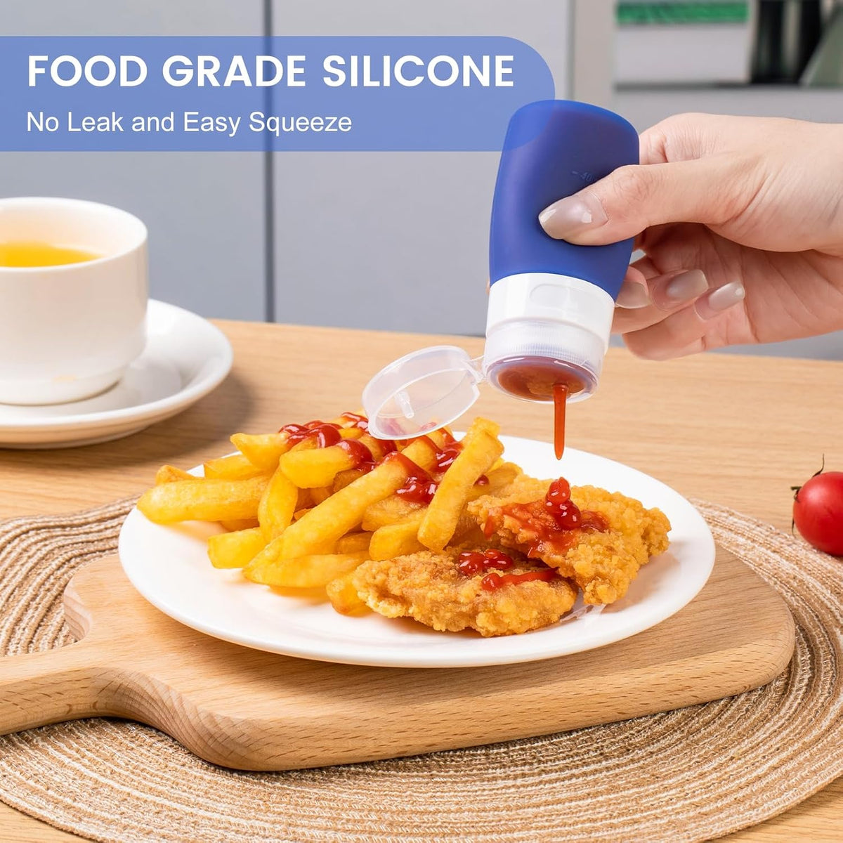 MICEBAY 2 oz Condiment Squeeze Bottles, Leakproof Salad Dressing Container