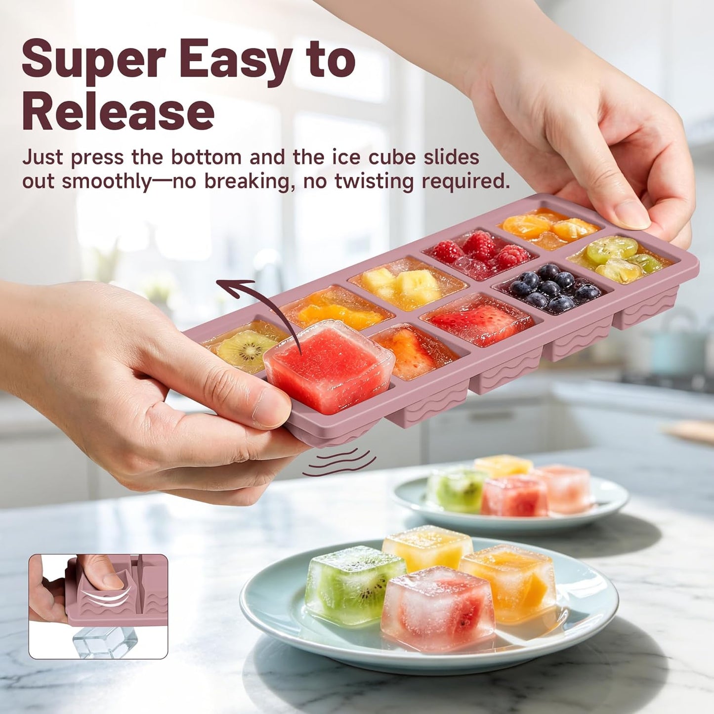 Silicone Freezer Trays with Lid for Soup, 1-Cup & 2-Cup Large Ice Cube Molds Food Storage Containers for Meal Prep, Freeze 500mL/250mL/125mL Portions – 2 Pack