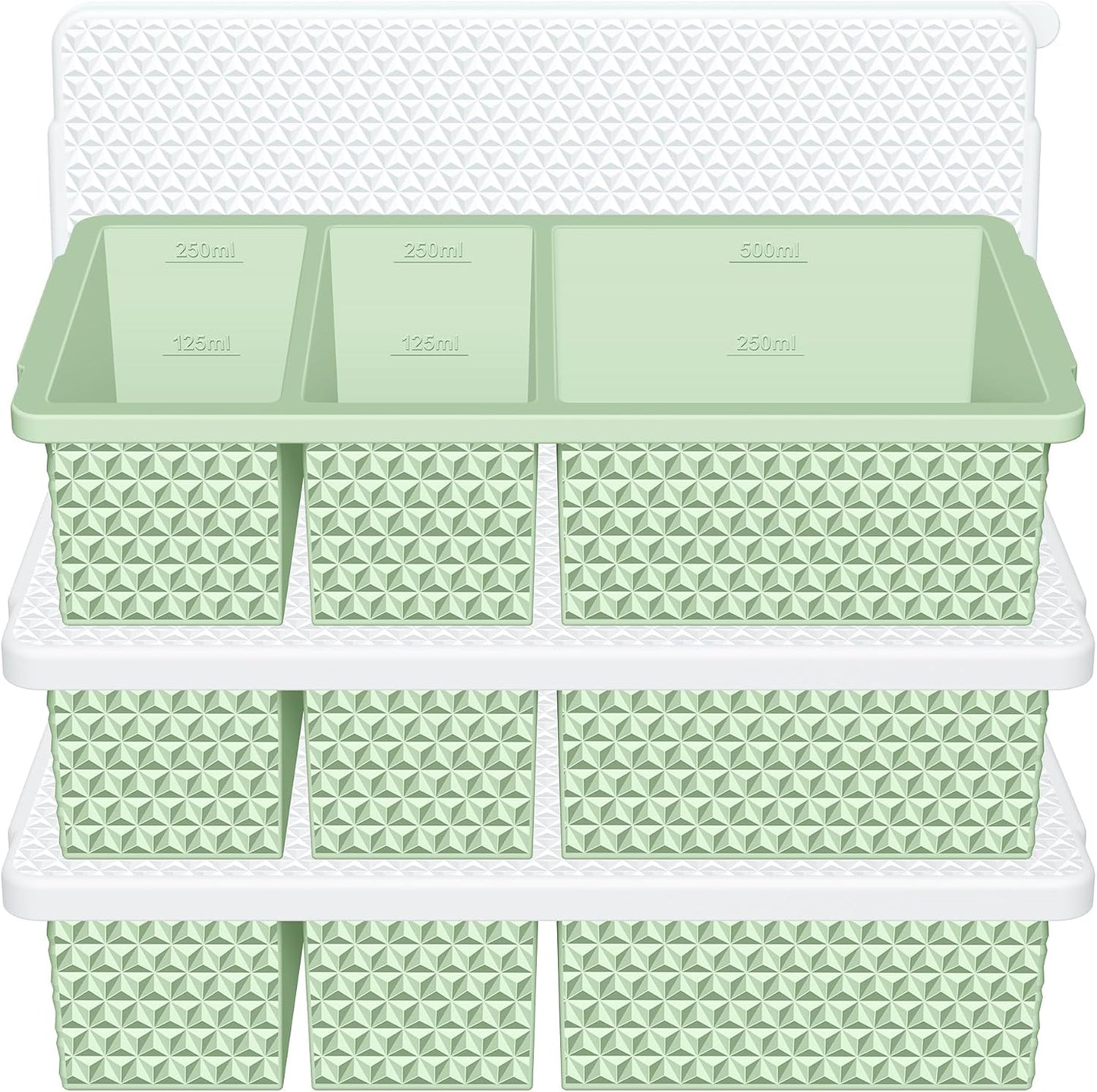 6 Pack-Silicone Freezer Tray with Lid-Stackable Soup Freezer Container Molds,2-Cup Ice Cube Trays for Perfect Portion Control,Food Storage & Meal Prep,Oven & Dishwasher Safe