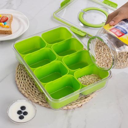 WACOI Divided Snack Serving Tray with Lid and Handle travel Snackle Box Charcuterie Container Portable Storage Organizer for Candy, Fruits, Nuts, Snacks 1Pack White