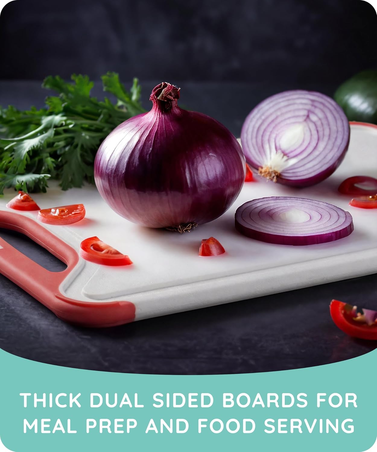 Cutting Boards for Kitchen, Plastic Cutting Board Set of 3, Dishwasher Safe Cutting Boards with Juice Grooves for Meat, Veggies, Fruits, Easy Grip Handle, Non-Slip (Black/Gray)