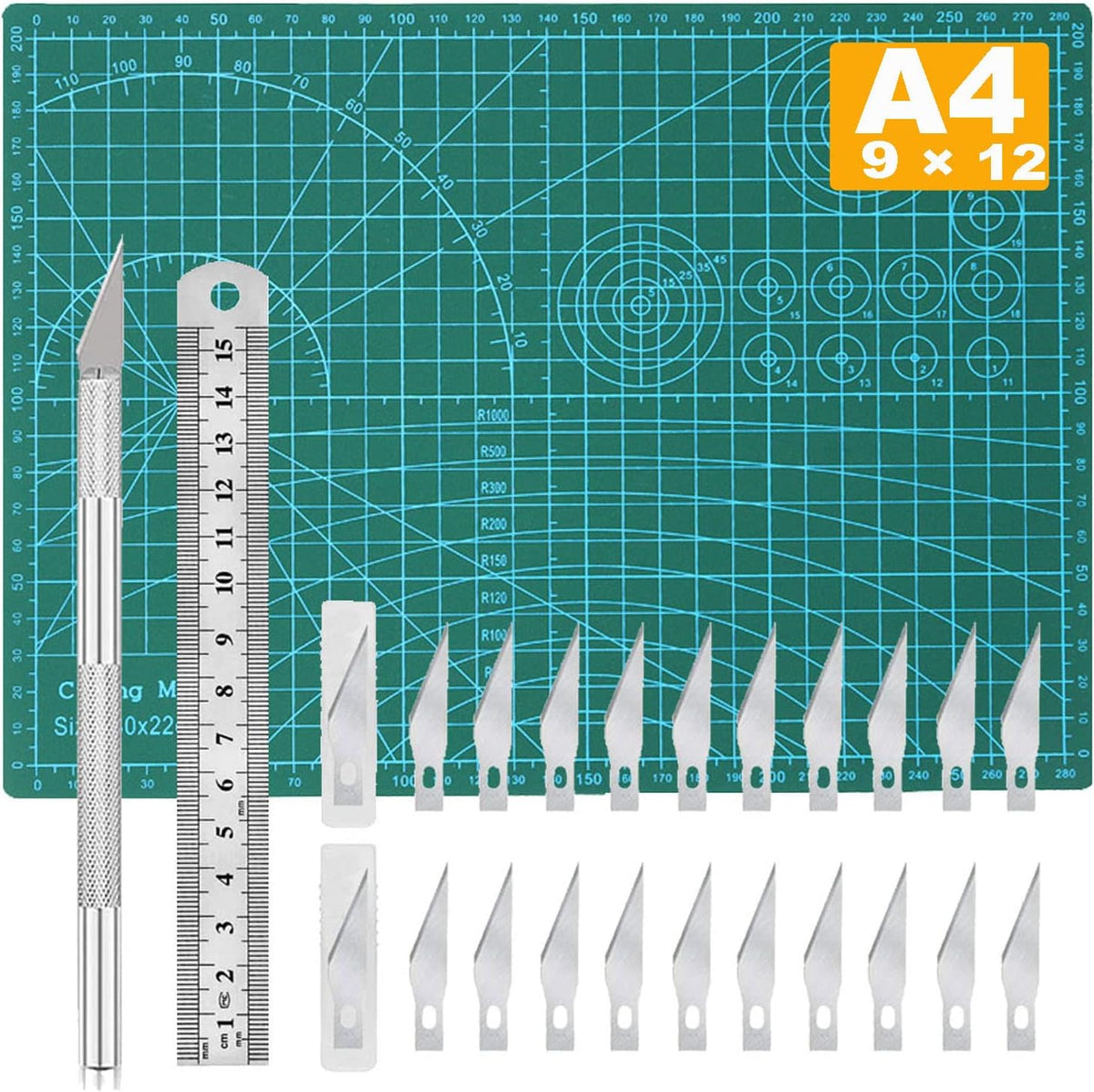 Self Healing Sewing Mat, Exacto Knife Precision Carving Craft Hobby Knife Kit for DIY Art Work Cutting, Hobby, Stencil, Scrapbooking-A4 (Pink)