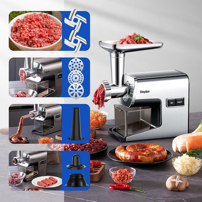 Sinyder Electric Meat Grinder, 3000W Max Stainless Steel with Meat Claws