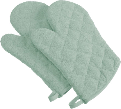 DII Basic Terry Collection 100% Cotton Quilted, Oven Mitt, Brown, 2 Piece
