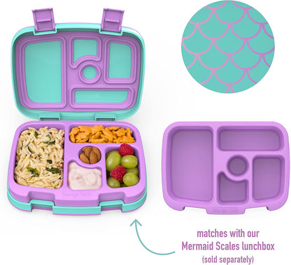 Bentgo® Kids Prints Tray with Transparent Cover - Reusable, BPA-Free, 5-Compartment Meal Prep Container with Built-In Portion Control for Healthy Meals At Home & On the Go (Mermaids in the Sea)