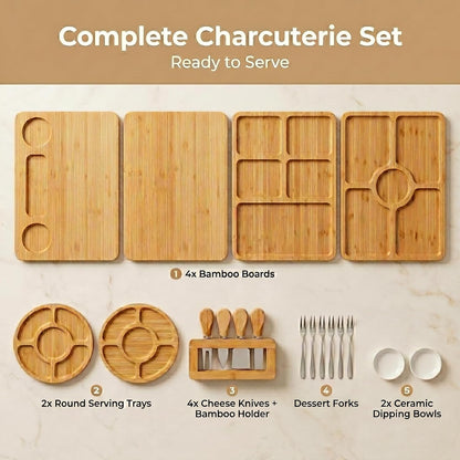 SPATIX Bamboo Charcuterie Boards Set Large Cheese Board Set with Charcuterie Accessories Perfect Birthday Gifts for Couple and House Warming Gifts New Home Gift