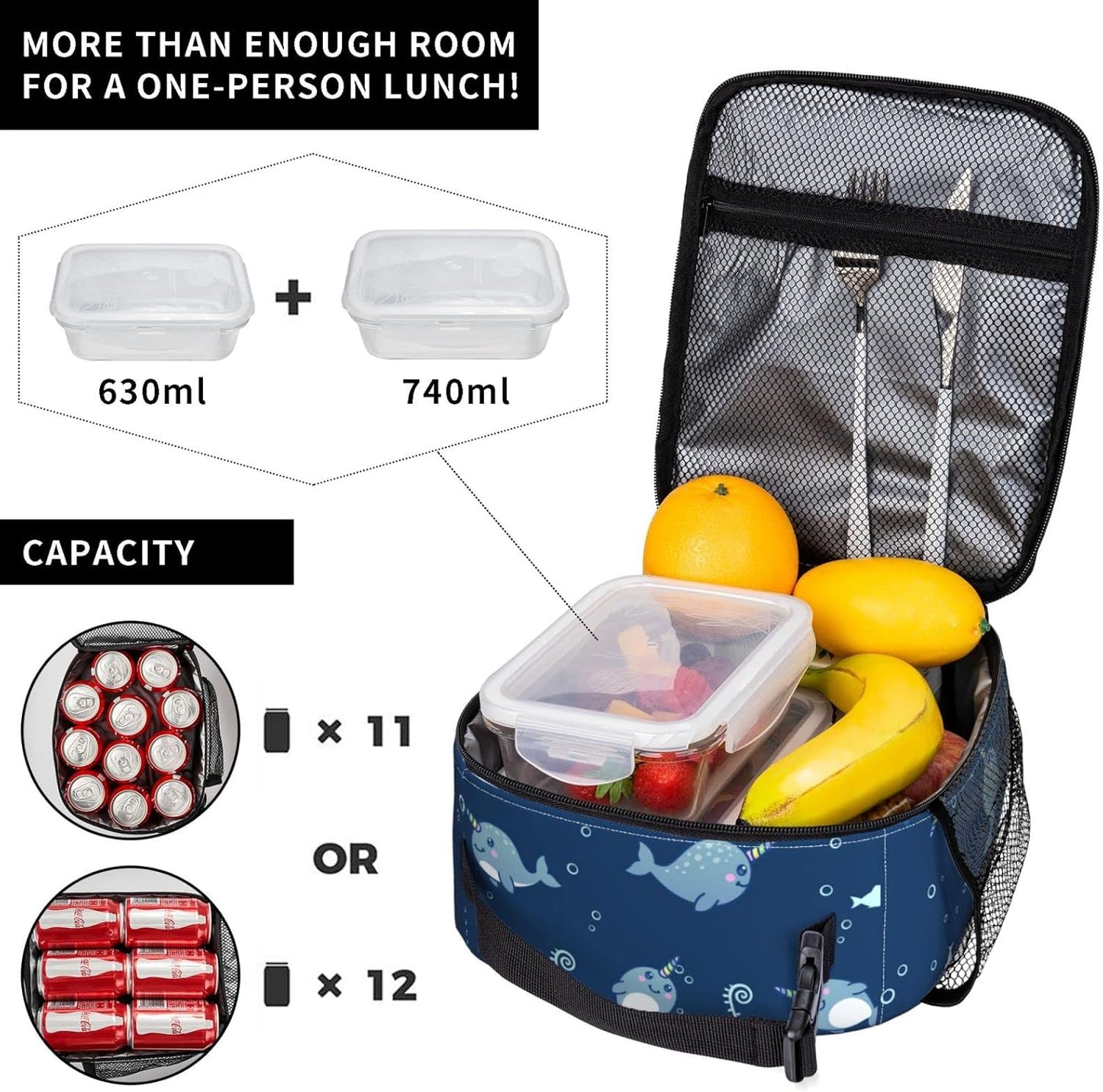 Purple Axolotl Lunch Box Lunch Box Reusable Insulated Totes Lunch Bag Thermal Cooler For Boy Girls School Men Women Beach Picnic Travel