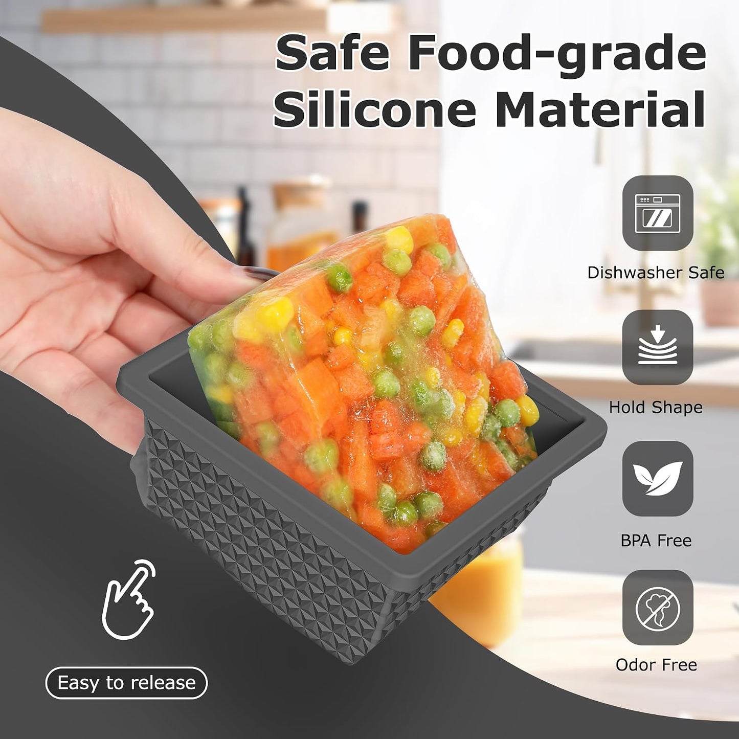 Silicone Freezer Molds for Soup Cube - 2-Cup Freezer Storage Container Tray with Lid,4 Pack Stackable Ice Cube Trays for Portion Control,Food Storage Meal Prep,Oven & Dishwasher Safe