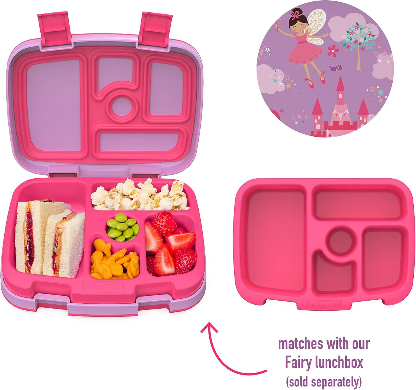 Bentgo® Kids Prints Tray with Transparent Cover - Reusable, BPA-Free, 5-Compartment Meal Prep Container with Built-In Portion Control for Healthy Meals At Home & On the Go (Mermaids in the Sea)