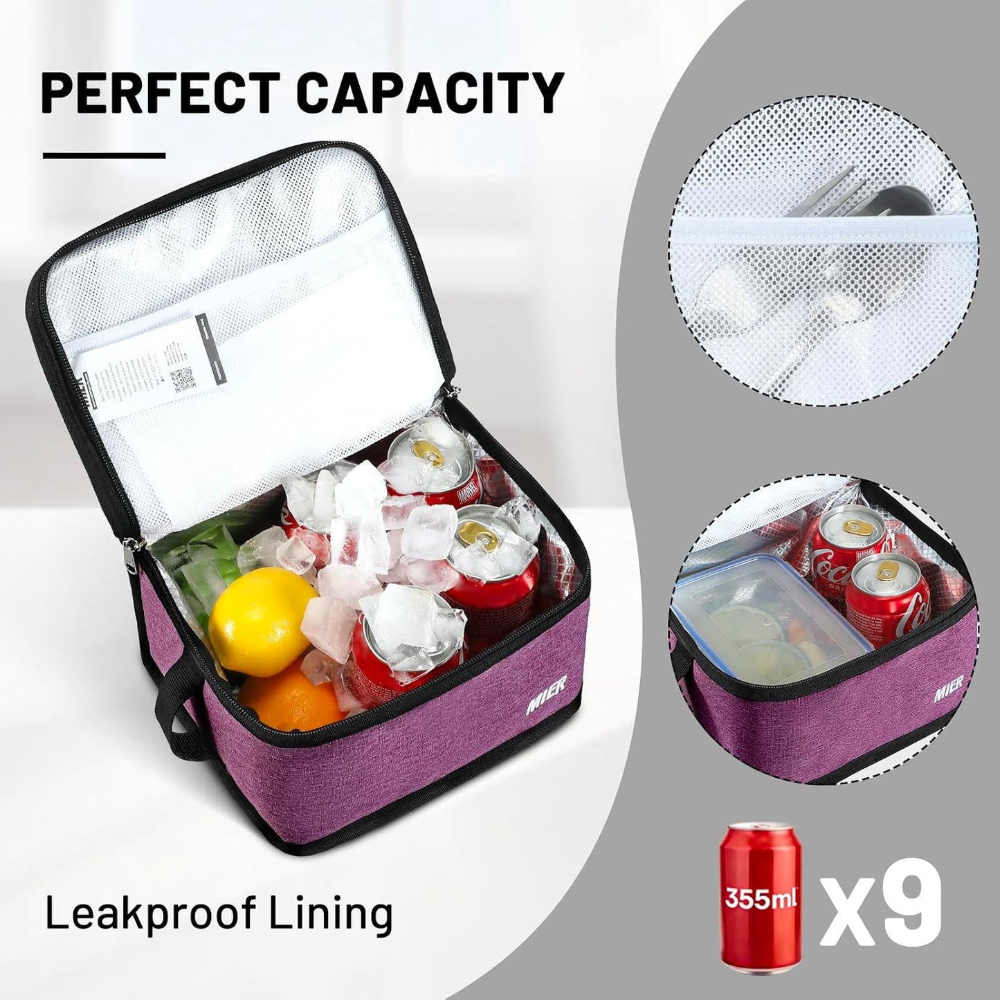 MIER Small Lunch Bag for Kids & Adults Compact Insulated Lunch Box Portable Thermal Mini Cooler for Work School Travel, Bluesteel
