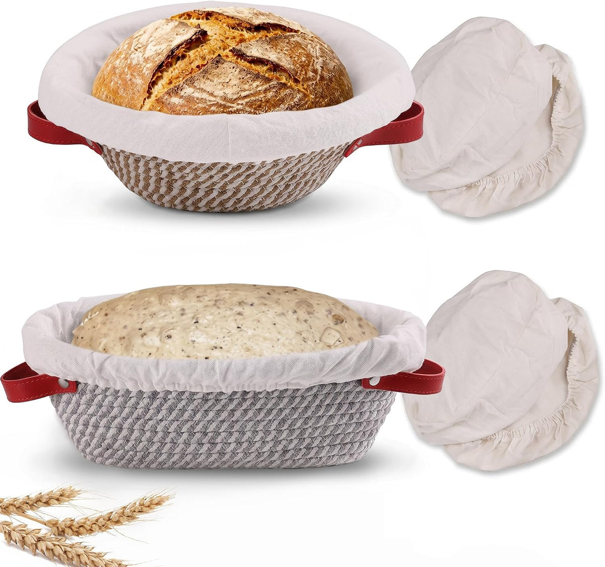 Banneton Bread Proofing Basket, 15" Baguette Sourdough Basket with Liner