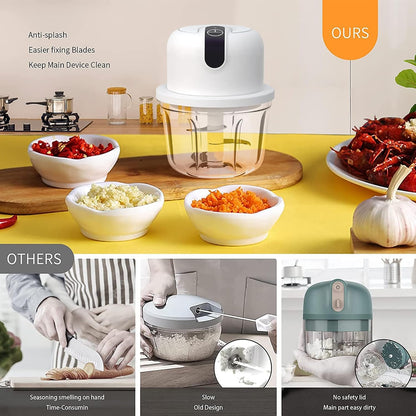 1.5 CUP Garlic Chopper,Electric Mini Food Processor,Portable Onion Chopper