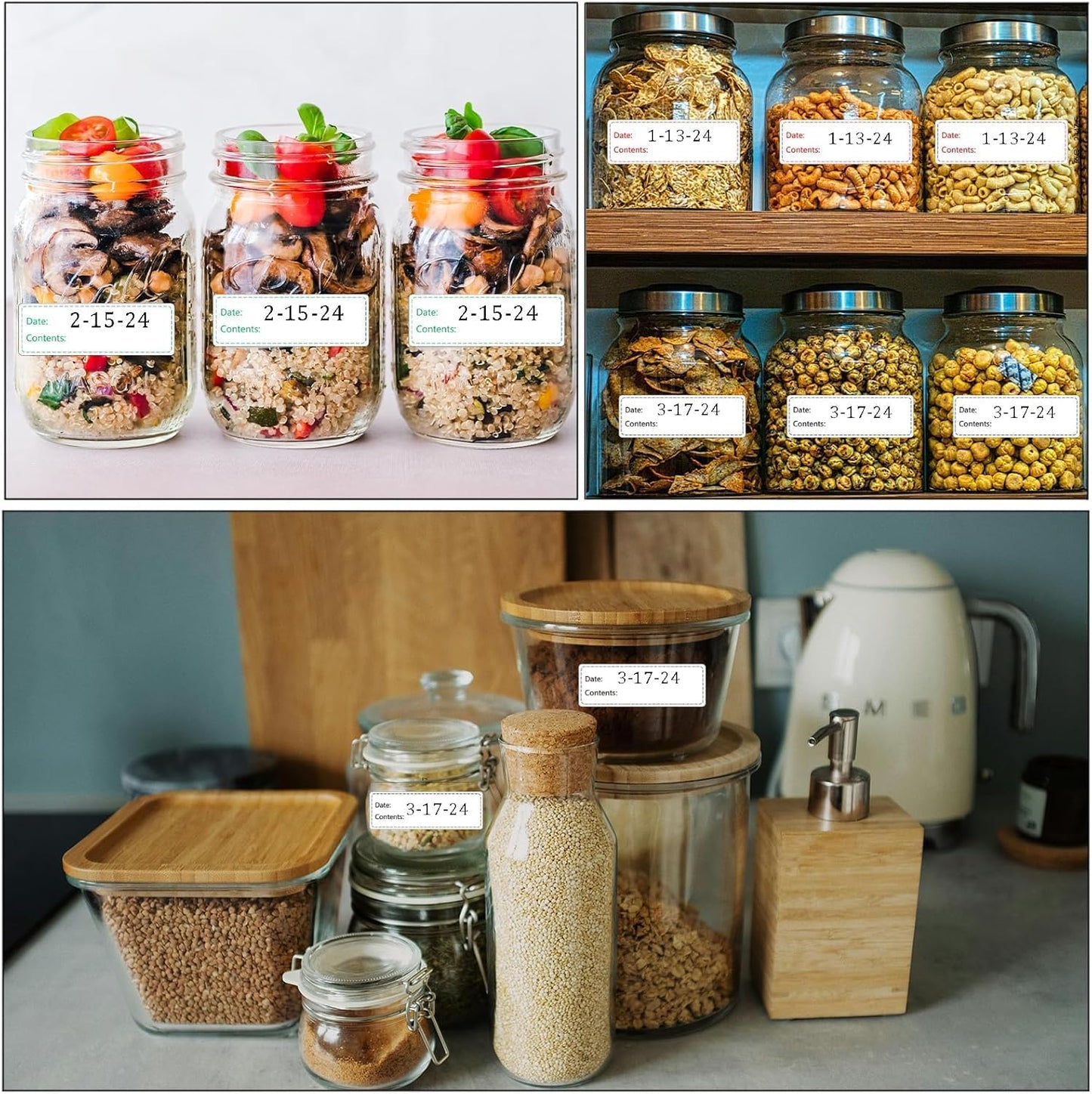 1000pcs Freezer Labels,1x3 inch for Food containers,Food Labels Quick and Easy to Remove- Easy to Write on(Black)
