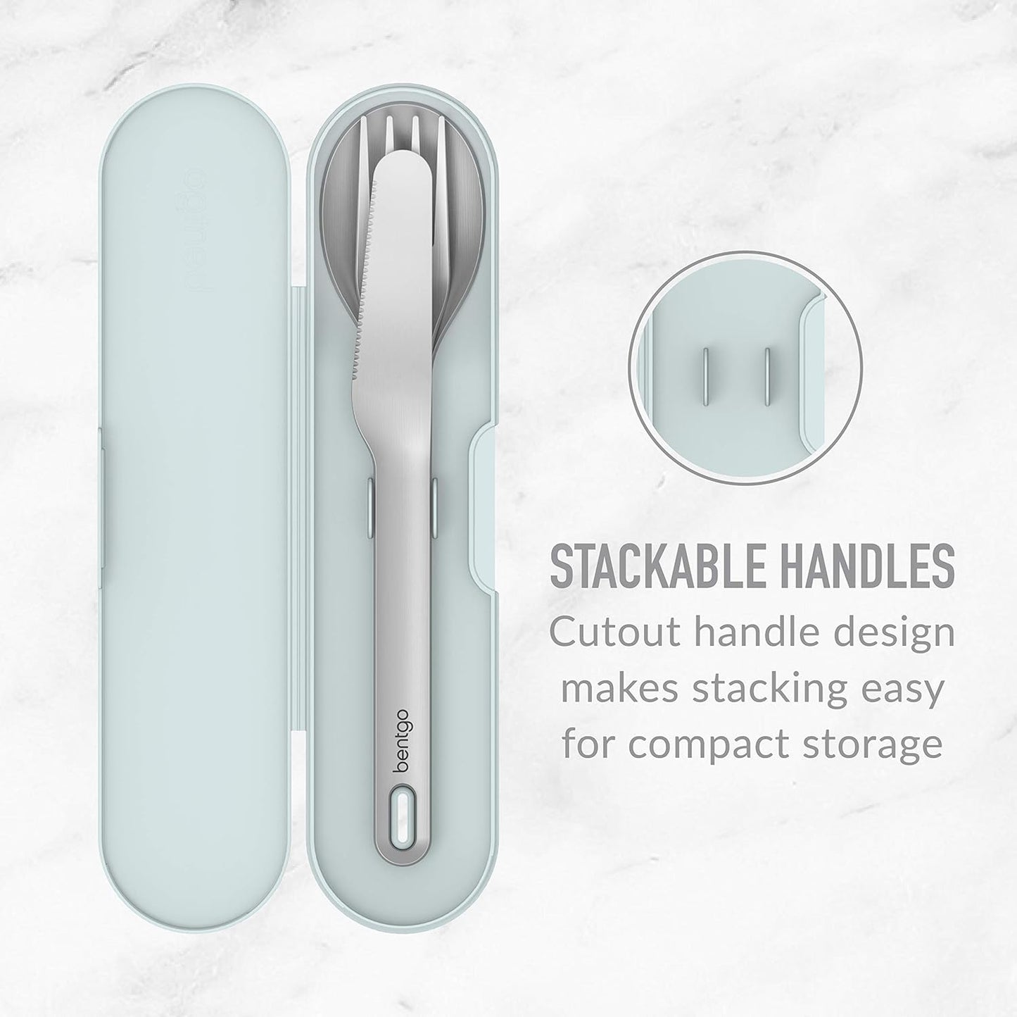 Bentgo Stainless Travel Utensil Set - Reusable 3-Piece Silverware Set with Carrying Case, High-Grade Premium Steel, BPA-Free Case, Eco-Friendly - Ideal for Travel, Camping, and Office Use (Gray)