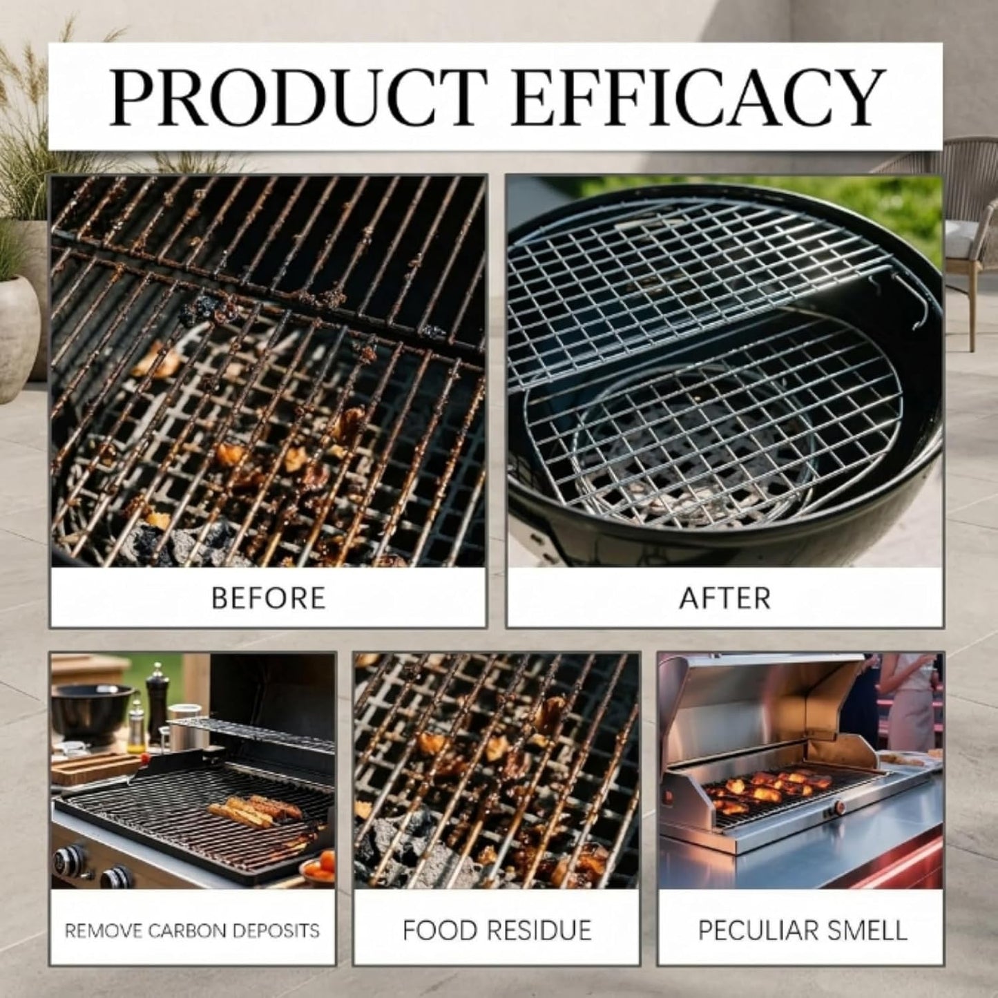 Fast-Acting Heavy-Duty Grill Degreaser Spray, BBQ Grill Cleaner Spray for Smoky Stains, Removes Grease & Carbon, 120ML for Outdoor Grills, Kitchen Grates and Racks, Electric Smokers (3Pc)