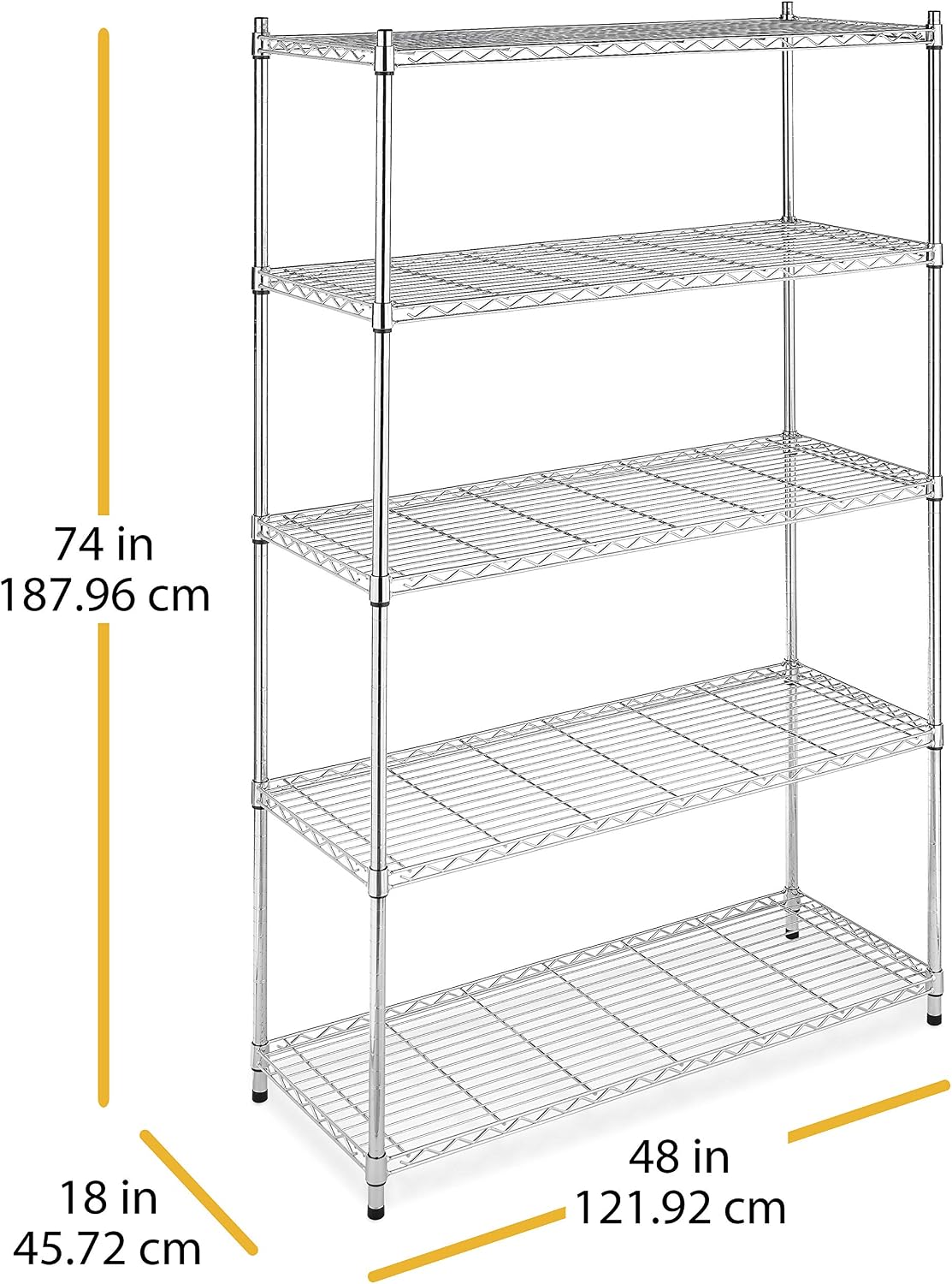 Whitmor 2-Wire Shelving Unit, Metal Storage Shelves, Stacking Shelf with Basket, Easy Assembly Home Organizer for Pantry, Kitchen, Garage, Plant