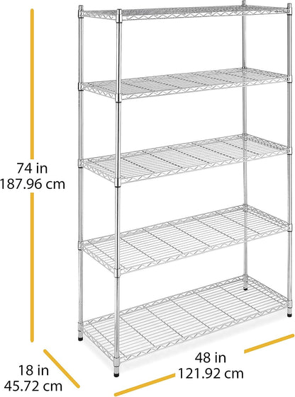 Whitmor 2-Wire Shelving Unit, Metal Storage Shelves, Stacking Shelf with Basket, Easy Assembly Home Organizer for Pantry, Kitchen, Garage, Plant