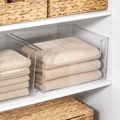iDesign Open-Front Storage Bin for Kitchen, Pantry, Bathroom, or Home Office, Clear, Made in USA