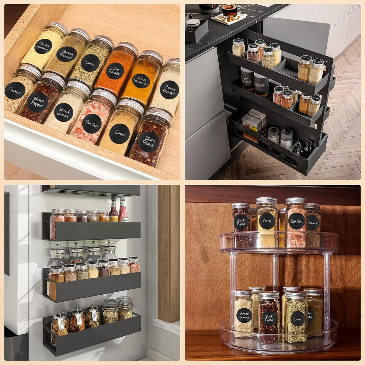 DIDITIME Spice Jars with Label, 4oz Empty Square Seasoning Containers