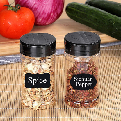 Spice Bottles, Dabacc 20Pcs 7oz Clear Plastic Container Jars with Lids Labels for Kitchen Storing Spice Powders Dry Goods Peanut Butter BPA free