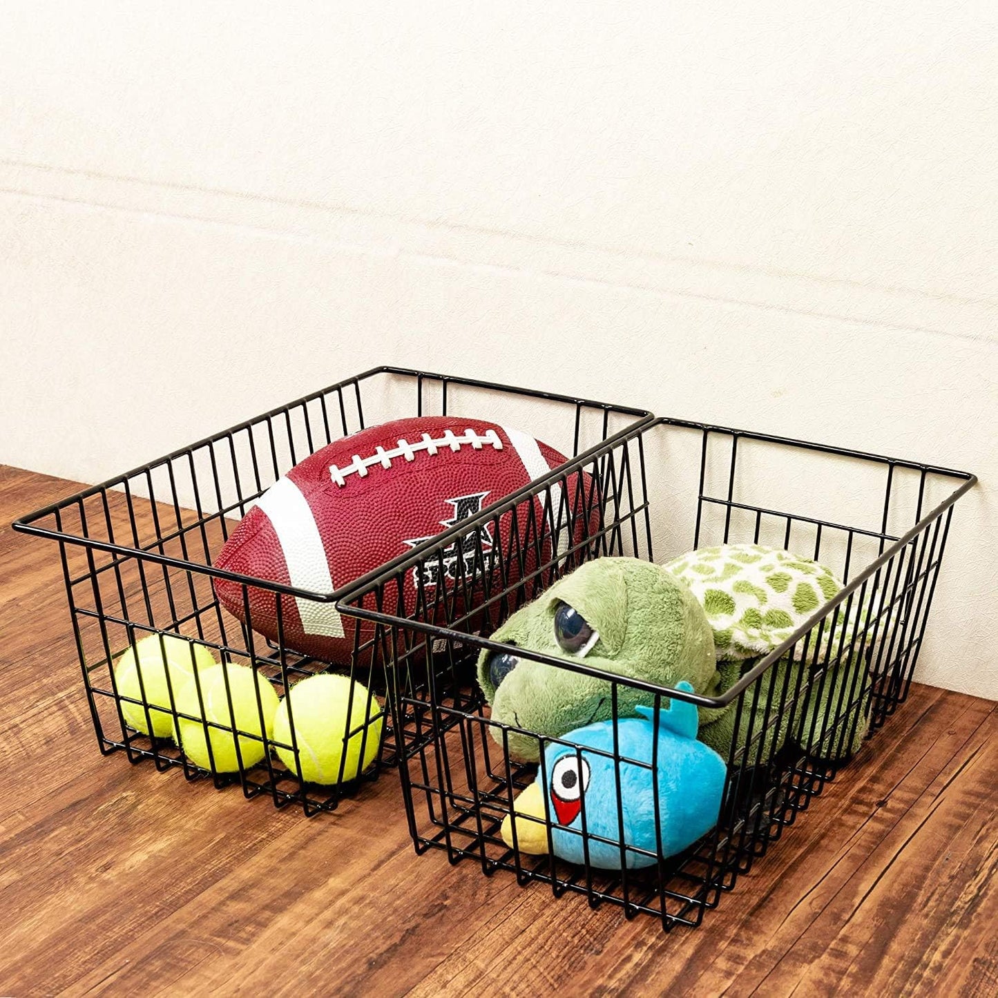 Slideep Wire Baskets Farmhouse Freezer Organizer Storage Bin Basket with Handles, Food Storage for Kitchen Cabinets, Pantry, Closet, Bedroom, Bathroom, Office 3 Pack