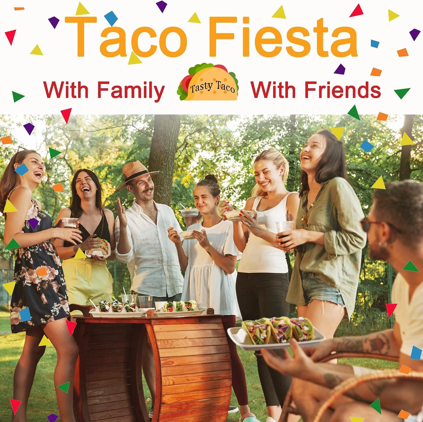 Tasty Taco™️ Taco Plates Disposable – 25 PACK | Premium Paper Taco Plates with Dividers, Fiesta Taco Holder, Taco Stand for Taco Tuesday & Taco Bar Serving Set (25 Plates)