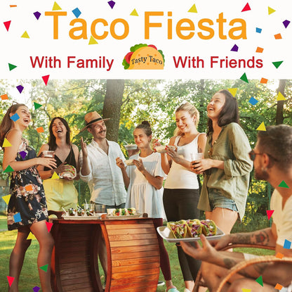 Tasty Taco™️ Taco Plates Disposable – 25 PACK | Premium Paper Taco Plates with Dividers, Fiesta Taco Holder, Taco Stand for Taco Tuesday & Taco Bar Serving Set (25 Plates)