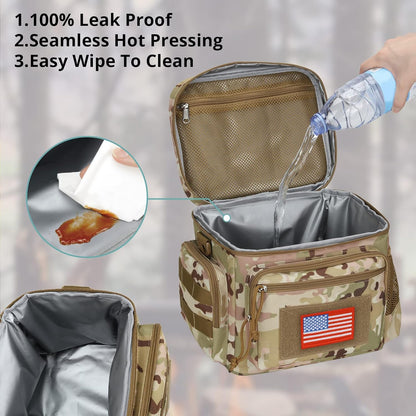 Lunch Box for Men, Tactical Lunch Bag MOLLE Webbing Leakproof Insulated Lunch Cooler Women Adult Meal with Adjustable Shoulder Strap Lunch Pail (Blue)