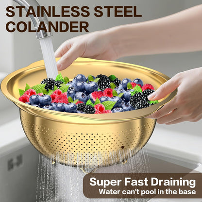 Stainless Steel Colander for Kitchen, Strainers and Colanders, 5-3-2 Qt