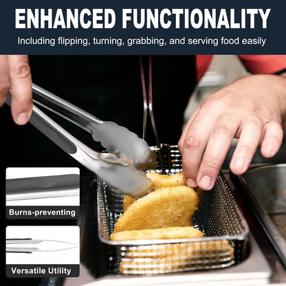 Anaeat Premium Kitchen Locking Tong Set of 3 - Heavy Duty Stainless Steel Food Tongs with Long Handle & Non-Slip Silicone Grip for Cooking, Baking, Grilling - Heat Resistant up to 480°F