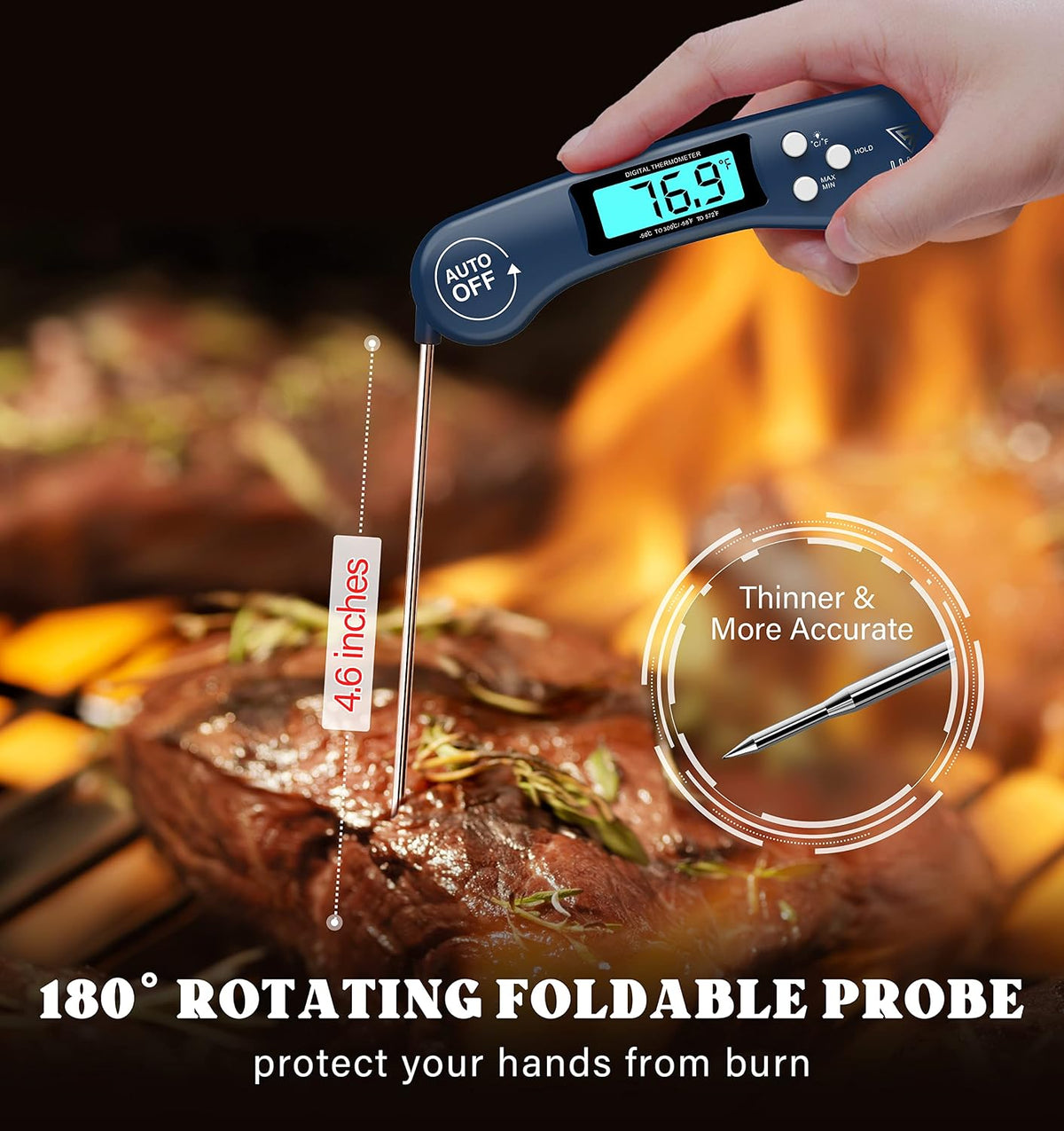 DOQAUS Meat Thermometer Digital – Instant Read Food Thermometer for Cooking