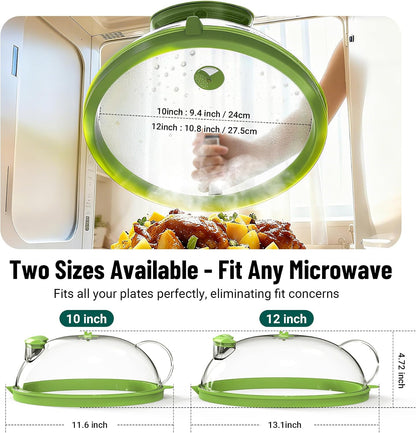 Microwave Splatter Cover with Water Steamer, 10 Inch, Integrated Handle