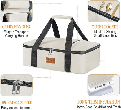 Insulated Casserole Carrier 9x13 Inch, Durable Nylon, Leak-Proof Casserole Dish Carrier, Casserole Carriers for Hot or Cold Food (Christmas)