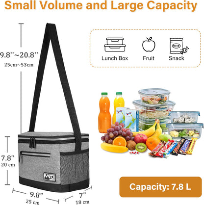 Tirrinia Insulated Lunch Box for Men/Women, Leakproof Lunch Bag for School Work, Large Lunch Tote Kids Boys Girls Student Back to School, Soft Cooler Office Picnic Beach Camping for Adults, Charcoal