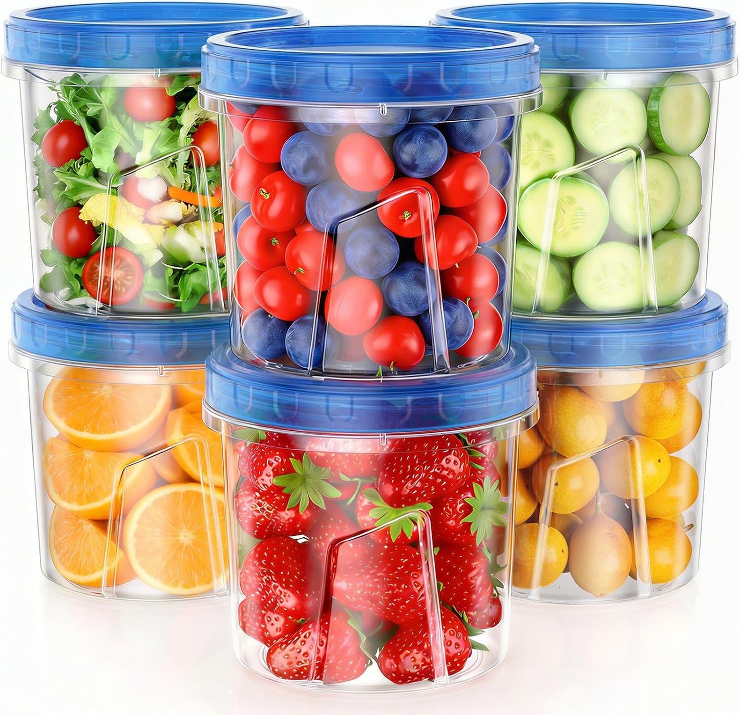 10 Pack-32 OZ Freezer Storage Containers, Small Plastic Food Storage Containers with Twist Top Lids, BPA Free and Reusable Meal Prep Containers Microwave/Dishwasher Safe