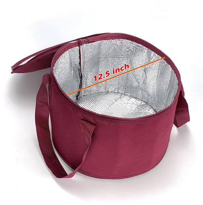 2 Pack Round Casserole Carrier Insulated Bags, Pie Tray, Insulated For Cold, 12.5 In Pie Carriers For Transport (Black)