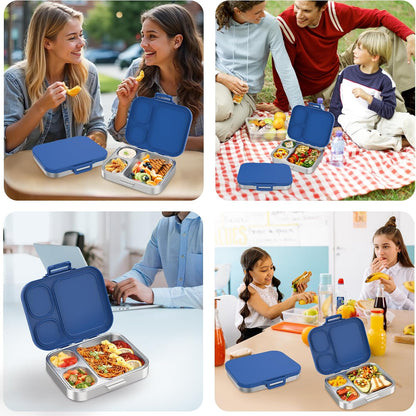 Pawtong Stainless Steel Bento Lunch Box for Kids | 3-Compartment Lunch Box Container Kids | 100% Leakproof, Eco-Friendly, Perfect Portion Control for Kids&Adult Healthy Meals (Purple)