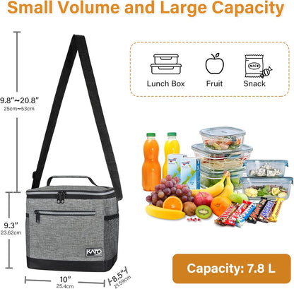 Tirrinia Insulated Lunch Box for Men/Women, Leakproof Lunch Bag for School Work, Large Lunch Tote Kids Boys Girls Student Back to School, Soft Cooler Office Picnic Beach Camping for Adults, Charcoal