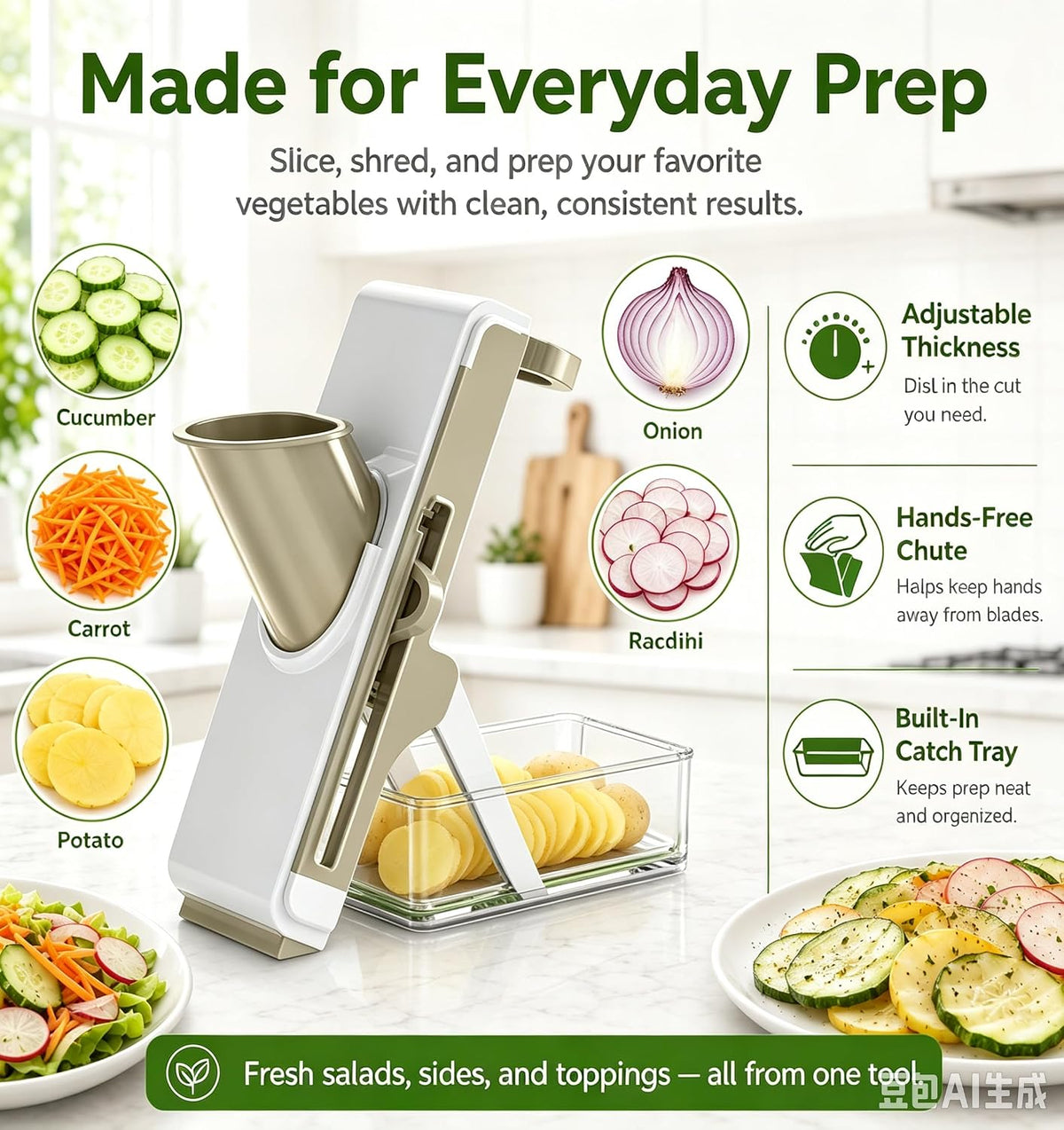 Mandoline Slicer for Kitch,Bigger Size,Adjustable Vegetable Slicer
