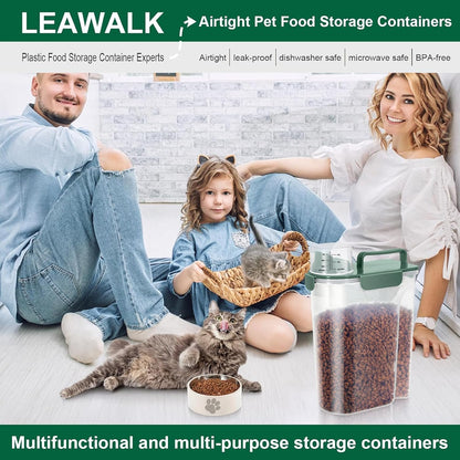 LEAWALK 5Lbs Airtight Cat Dog Food Storage Container with Upgraded Large Nozzle BPA-Free, Pet Food Storage Containers for Rice, Grain, Pet Food, Flour, Dog Treat Storage (Dark Gray, 5L-1pack)