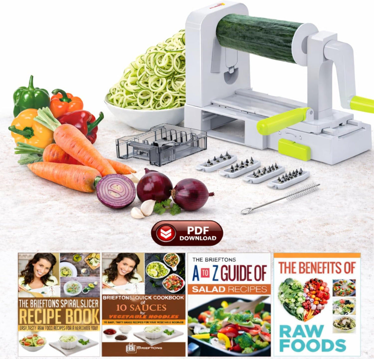 Brieftons QuickFold 5-Blade Foldable Vegetable Spiralizer and Zoodle Maker