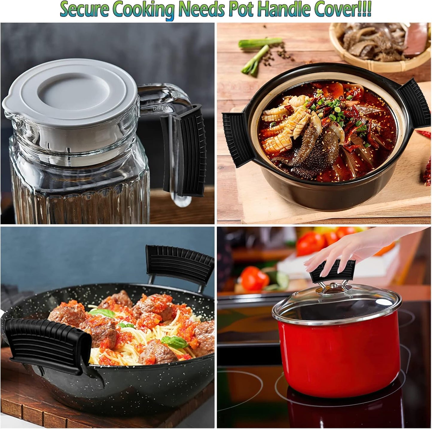 Silicone Assist Handle Holder, Hot Skillet Handle Covers Pot Grip Handle Sleeve Cast Iron Skillets Non-Slip Heat Resistant Pan Grip Cover for Cast Iron Woks Frying Pans Griddles Skillets (Red)