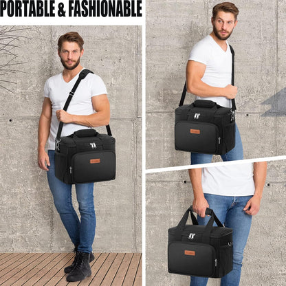 Tiblue Insulated Lunch Bag for Women/Men, Reusable Lunch Box for Office Work School Picnic,Leakproof Freezable Cooler Bag with Adjustable Shoulder Strap for Kid/Adult(Medium, Black & White Stripes)