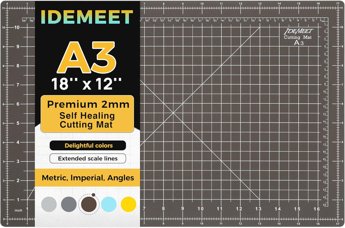 Self Healing Cutting Mat 18" x 12", A3 Double-Sided for Quilting & Sewing, Non-slip, 5-Ply Rotary Cutting Mat for Crafts Cutting Fabric Scrapbooking, and Small Modeling Projects, Anthracite Gray