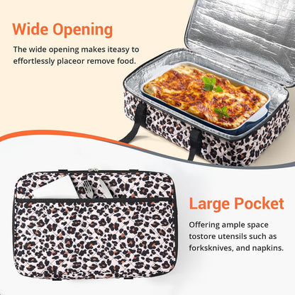 Insulated Casserole Carrier Portable Food Tote for Hot or Cold – Fits 9"x13" Baking Dish, Lasagna Holder for Parties, Picnic, Travel, Beach - Black